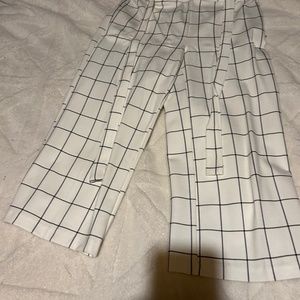 checkered 3/4  wide length pants